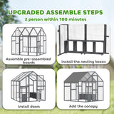 PawHut Large Chicken Run, Wooden Chicken Coop with Waterproof & Anti-UV Cover, Split Door, 2 Nesting Boxes, 2 Roosting Bars, Walk-in Chicken Pen for 6-8 Chickens, for Backyard, Farm, 5.5' x 6' x 6' PawHut