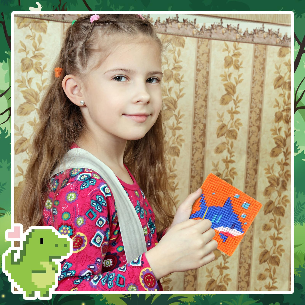 Pllieay 10-in-1 Cross Stitch Beginner Kit for Kids, Embroidery Kit Includes 10pcs Plastic Mesh Canvas with Pattern, 15 Yarns, 5 Weaving Needles, Needle Points Starter Sewing Set with Instructions Pllieay