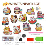 INCOK Cat Diamond Art Magnets Refrigerator - 12 PCS DIY Diamond Painting Kits Pineapple Hamburger Avocado Fridge Magnets Home Decors Art Crafts Birthday Gift for Adults Beginners Cat Lover INCOK