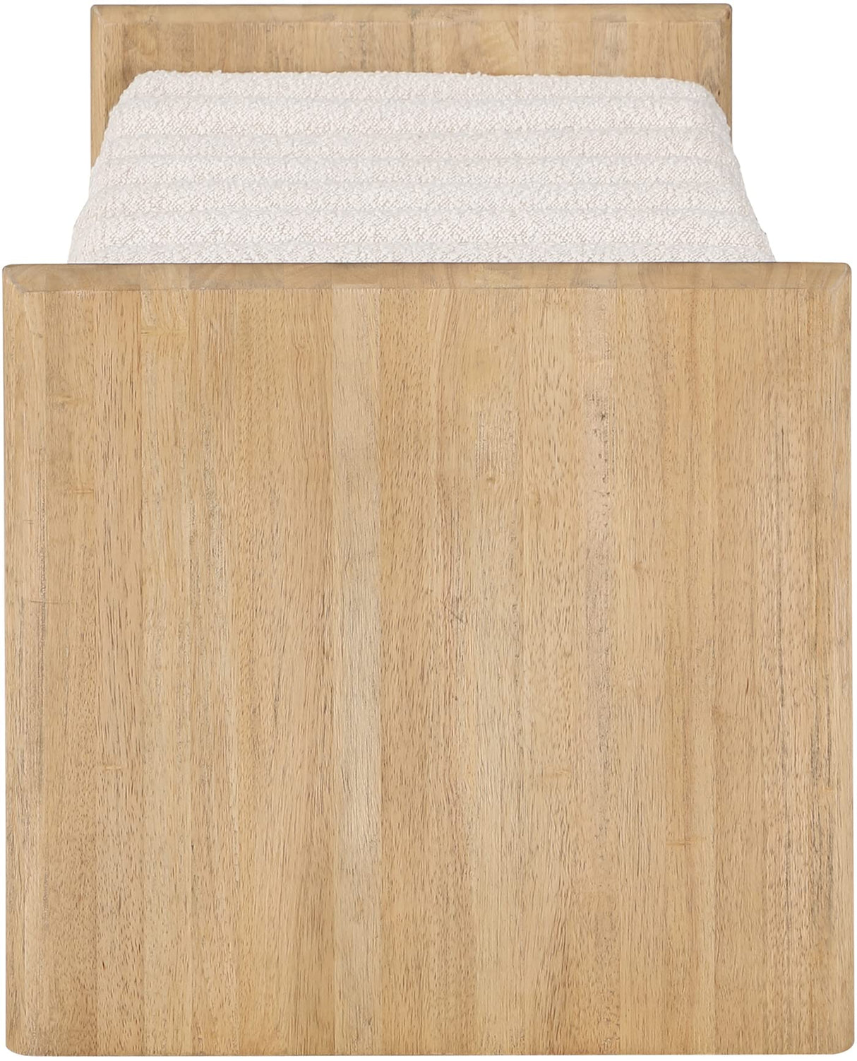 Meridian Furniture Waverly Collection Modern | Contemporary Bench with Solid Wood Rich Finish, Luxurious Boucle Fabric, 52" W x 19" D x 18" H, Cream Meridian Furniture