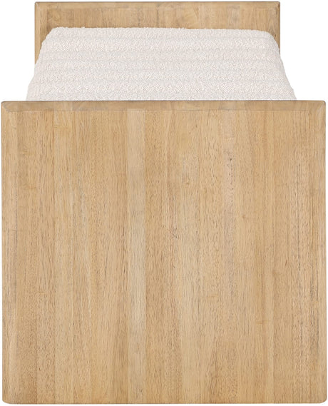 Meridian Furniture Waverly Collection Modern | Contemporary Bench with Solid Wood Rich Finish, Luxurious Boucle Fabric, 52" W x 19" D x 18" H, Cream Meridian Furniture
