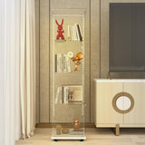 Goujxcy LED Glass Display Cabinet, 4-Tier Curio Cabinet with Lights Strip for Collectibles Living Room Bedroom Goujxcy