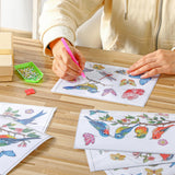 Saillong 32 Pcs Spring Diamond Painting Window Stickers Hummingbird Butterfly Flower Stained Glass Window Decals Spring Diamond Art Kits for Adults DIY Accessories Home Decor Saillong