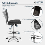 Okeysen Drafting Chair Armless Desk Stool, 400 LBS Ergonomic Leather Tall Office Chair with Adjustable Foot Ring, Modern Standing Desk Chair with Ribbed Mid Back, Swivel Rolling Drafting Stool. Lepdep