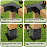 TPHUC Pergola Bracket, 3-Way Pergola Right Angle Bracket, Raised Wood Bracket for 4"x4" (Inner Dimensions: 3.5"x3.5") Wooden Beam, Pergola, Garden, Gazebo,... (Set 12) TPHUC