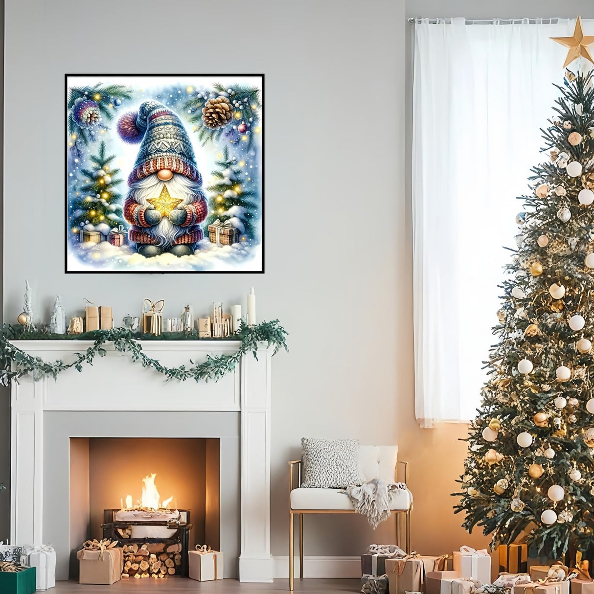 BYGFHLYW 5D Gnome Diamond Painting Kits for Adults, Gnome Christmas Diamond Art Kits for Adults Beginner, DIY Full Drill Diamond Dot Gem Painting for Home Wall Decor 13.7x13.7inch BYGFHLYW