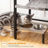 HOOBRO Wooden Cat Tree, Versatile Cat Tower with Scratching Post, Cat Hammock and Food Bowls, 4-Tier Pet House for Indoor Cats, Multi-Cat Families, Greige BG34MZ03 HOOBRO