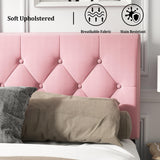 HAOARA Full Size Platform Bed Frame with Upholstered Button Tufted Headboard, Mattress Foundation with Wooden Slat Support, Noise Free, No Box Spring Needed, Easy Assembly, Pink Velvet HAOARA