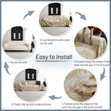 MYSKY HOME Couch Cover for Dogs Washable Couch Sofa Protector for Loveseat Sofa with Cats Pets Friendly Chenille Khaki Abstract Geometric Sofa Covers Soft Durable Farmhouse Sofa Slipcovers, 71" X102" MYSKY HOME