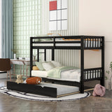Harper & Bright Designs Twin Over King with Trundle [bunk bed]s Twin Over Twin Pull-Out bunk beds, Solid Wood, No Box Spring Needed (Espresso) Harper & Bright Designs