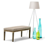 SIMPLIHOME Waverly Wide Traditional Rectangle Tufted Ottoman Bench Linen Look Fabric, Assembled, for The Living Room and Bedroom, 48 inch, Natural SIMPLIHOME