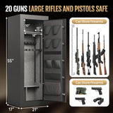 KAER 20 Fireproof Gun Safe - Biometric Gun Safe for Rifles and Pistols Fire Proof Large Rifle Safe Long Gun Cabinet for Shotguns with Digital Keypad, Removable Gun Racks, Pistol Pockets KAER