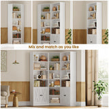 ANCTOR Large Corner Bookcase with 2 Storage Cabinets and 18 Shelves, 7 Tiers L Shaped Wood Bookshelf, 71" Tall Corner Hutch for Living Room, Bedroom, White ANCTOR