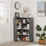 VECELO 4-Tier Bookcase, Modern Storage Cabinet with Height Difference Shelves for Standard Textbooks, 5 Cubes, Vertical or Horizontal, Easy Assembly, Grey VECELO