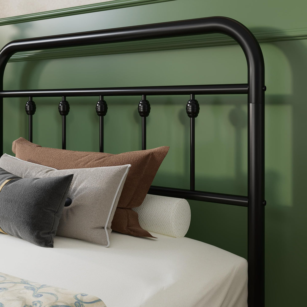 SHA CERLIN Twin Size Metal Platform Bed Frame with Victorian Style Iron-Art Headboard and Footboard, Easy Assembly, Under Bed Storage, No Box Spring Required, Black SHA CERLIN