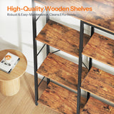 HOOBRO Triple 4-Tier Bookshelf, Bookcase with 10 Open Storage Display Shelves, Rustic Industrial Style Book Shelves, Wide Book Shelf for Living Room and Home Office, Rustic Brown and Black BF24SJ01 HOOBRO