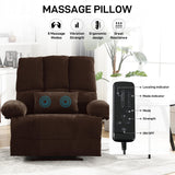 HOMYEDAMIC Oversized Recliner Chair 350 lb Weight Capacity, Plus Size 28 inch Large Wide Seat Manual Comfortable Fabric Recliner for Adults Living Room with Pockets Massage Pillow (6008-Brown5) HOMYEDAMIC