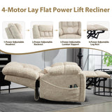SINCRUMI 4-Motor Power Lift Chairs for Elderly with Heat & Massage, Infinite Position Adjustable Headrest, Lumbar and Footrest, Wide Seat Lay Flat Recliner with Hidden Cup Holders, Cream White SINCRUMI