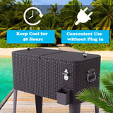 Giantex 80 Quart Rattan Rolling Cooler Cart Outdoor Patio Portable Party Drink Beverage Bar Cold Beach Chest Cart on Wheels, Brown Wicker, 32.7''(L) X18.9''(W) X43.3''(H) Giantex