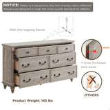 T4TREAM Farmhouse 7 Drawers Dresser Chests for Bedroom w/ 4 Solid Wood Feet & Column Decor, Tall Wide Wood Country Rustic Chest of Drawers, Storage Dressers for Bedroom, Living Room, Light Rustic Oak T4TREAM