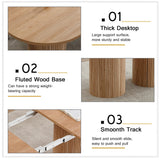 63"-94" Large Extendable Dining Room Table Set for 10, 11-Piece Oval Dining Table Set with 10 Beige Upholstered Chairs, Space Saving Farmhouse Expandable Kitchen Table Set with Fluted Wood Base Pvillez