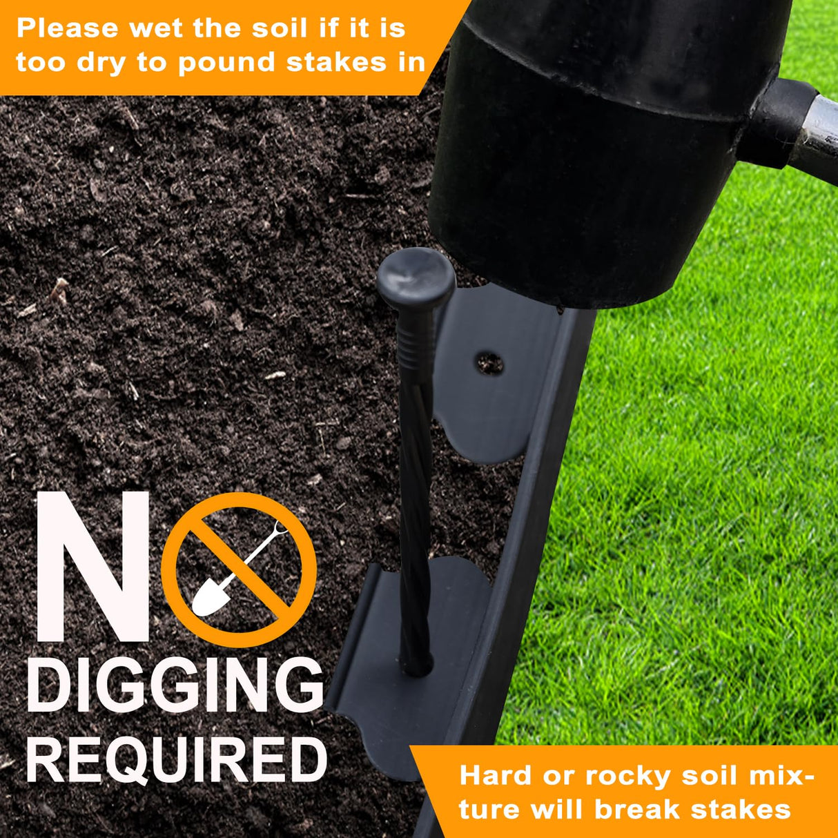 Hugeleaf Landscape Edging 2 Inch Tall, 40 Feet Garden Edging Border with 40 Pcs Stakes, No Dig Landscape Edging Plastic Paver Edging for Landscaping, Lawn, Flower Beds(Black) H HUGELEAF