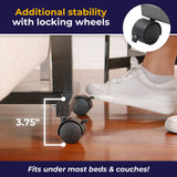 Drive Medical 13067 Non Tilt Top Overbed Table with Wheels and Secure Height Adjustment, FSA/HSA Eligible, Standing Desk or Hospital Tray Table, Bedside Rolling Overbed Table, Silver Vein Drive Medical