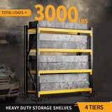 3000LBS Heavy Duty Shelving Units, 4 Tier Adjustable Metal Utility Shelf, 78.7"H Garage Storage Shelves Organization Rack for Industrial, Warehouse, Basement (Yellow & Black, 19.7"D×41.3"W×78.7"H) SGFHNV