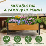 Notume Wood Rectangular Garden Planter Box Raised Bed Outdoor,Planters for Outdoor Plants 37x13x15in Elevated Herbs Vegetables Flowers Great Patio Deck Balcony (37x13x15in brown) Notume
