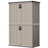Devoko Outdoor Storage Cabinet 50 Cu Ft with Lockable Doors, Vertical Storage Shed Waterproof Patio Tools Storage Box for Sofa Cushions, Gardening Tools and Accessories (Beige) Devoko