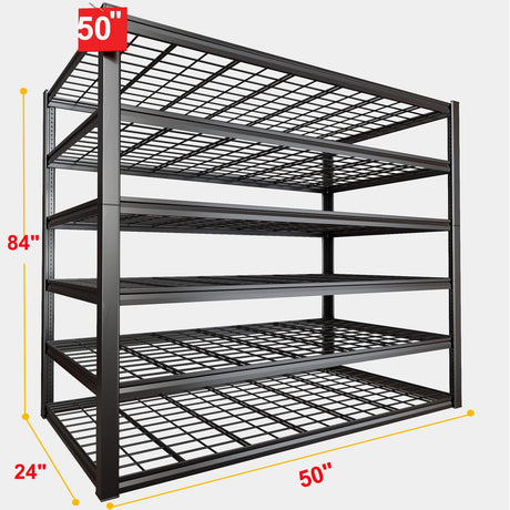 PMKES 50" W Garage Shelving Heavy Duty, 6 Tier Garage Shelves, 84" H Adjustable Storage Shelving Unit, Commercial Metal Shelves for Warehouse, Basement, Shop PMKES