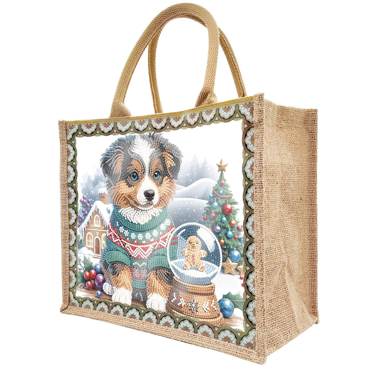 ARTopet DIY Diamond Art Painting Bags Christmas Handbag Handmade Shopping Tote Bags with Canvas Pattern Reusable Grocery Bag for Women Art Craft Gift-Dog ARTopet