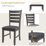 Harper & Bright Designs 6 Pieces Wooden Dining Table Set, Rectangle Table and 4 Chairs with Bench with Cushion, Kitchen Table Chairs Set for 6 Persons, Dining Room Set (Gray) Harper & Bright Designs