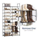 HODYANN 10 Tiers Shoe Rack, 30-40 Pairs Large Shoe Organizer, Sturdy Shoe Storage, Space Saving Tall Metal Shoe Shelf, Stackable Shoe Rack for Closet, Entryway, Bedroom, Black HODYANN