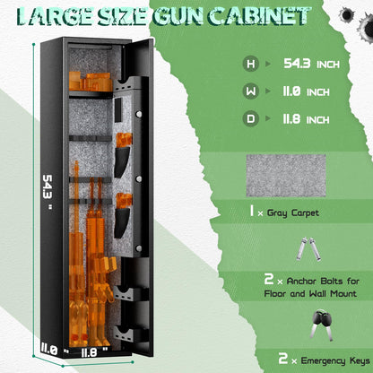 Patiomore 4-8 Gun Safes for Home Rifle and Pistols, Quick Access Safes for Shotguns, Cabinets with Adjustable Rack