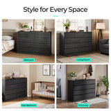LINSY HOME 9 Drawer Dresser for Bedroom, 53" Wide Chest of Deep Drawers, Modern Farmhouse Wood Dressers with Storage, Large Drawer Organizer for Bedroom, Living Room, Handless Design, Black LINSY HOME