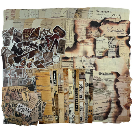 Vintage Aesthetic Scrapbook Supplies Kit with Scrapbook Paper, Stickers, Bookmarks for Scrapbooking, DIY Albums, Junk Journals, Bullet Journals, Dark Academia Aesthetic Decor (Dark3 149 Pcs) Jukercici