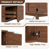 ANJ Mid Century TV Stand, Modern Long TV Console for 80 inch TV, Entertainment Center with Ample Large Storage Cabinet, Wooden Television Furniture for Living Room (Walnut 70") ANJ