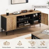 ONBRILL TV Stand for 55/60/65 Inch TV, LED Entertainment Center with Storage Cabinets and Adjustable Shelves, Mid Century Modern Wood TV Media Console for Living Room, Bedroom ONBRILL