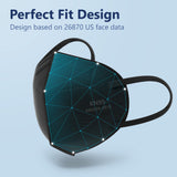 Funight KN95 Face Masks 50 Pack 5-Ply Breathable Filter Disposable Face Masks Black Funight