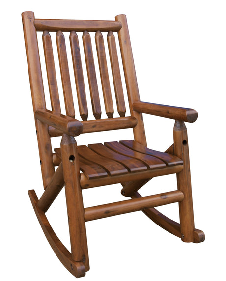 Leigh Country Porch Rocking Chair with Z Frame Design, Clear Coat of Varnish, and Contoured Seating for Patio Rocking Chairs, Brown Leigh Country