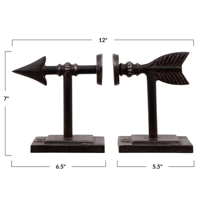 Creative Co-Op Bronze Arrow Shaped Cast Iron Bookends (Set of 2 Pieces)