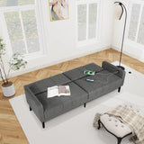 CHYMSUN 82" Convertible Futon Sofa Bed, Comfy Fabric Folding Sleeper Couch Bed w/USB & Adjustable Backrest, 3 in 1 Modern Foldable Recliner Loveseat Futons for Living Room, Apartment, Office (Grey) CHYMSUN