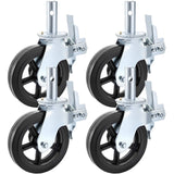 VEVOR 4 Pack Scaffolding Wheels, 8 x 2 Inch Scaffold Caster Wheels with Dual Locking Rubber Swivel Casters, 360 Degrees Heavy Duty Rubber Swivel Stem Casters with Brake, 4400LBS Capacity VEVOR