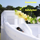 White Bounce House for Adult Kids, 16FT Large Commercial PVC Bounce House Castle w/Widened Curved Slide & Big Ball Pit, 1100w Blower, 16x14x10.5ft Inflantteble