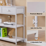 White 47" Console Sofa Table with 3 Drawers and Multi-Tier Storage Shelves for Entryway and Living Room Furologee
