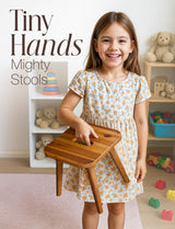 Holana 9.75" Wooden Step Stool for Kids - Acacia Wood Plant Stools, Plant Stand Small Foot Stool with Four Legs - Wood Sitting Stool for Kitchen, Bathroom，Bedroom，Living Room (Square) HOLANA