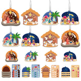 Christmas Nativity Ornament Crafts for Kids - 16 Pack Make Your Own Nativity Scene Ornament Kit with Nativity DIY Craft Stickers Cutouts for Kids Xmas Tree Holiday Classroom Art Activity Party Favors VABAMNA
