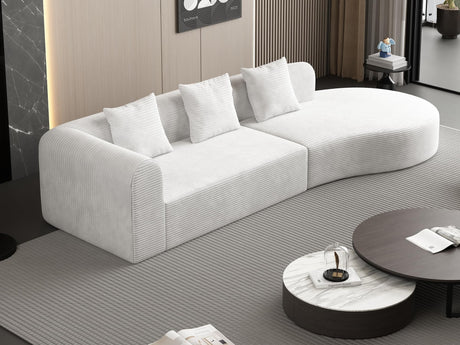 ZIGHTH 123'' Corduroy Cloud Compression Couch Sectional Sofa with Deep Seat, Comfy Plush Sectional Sofa Couch for Living Room, L Shaped Cloud Sectional Sofa Couch, No Assembly Required. White ZIGHTH
