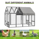 TRYKERPET Large Wood Chicken Coop with Nesting Box, Wooden Chicken Coop with Run, Outdoor Walk-in Poultry Cage with Weatherproof Cover, Chicken House for Outside Farm Backyard TRYKERPET